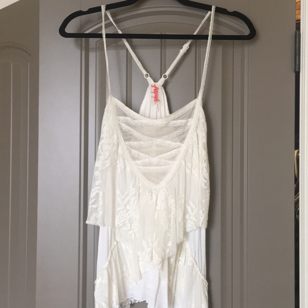 Free People White Lace Tank